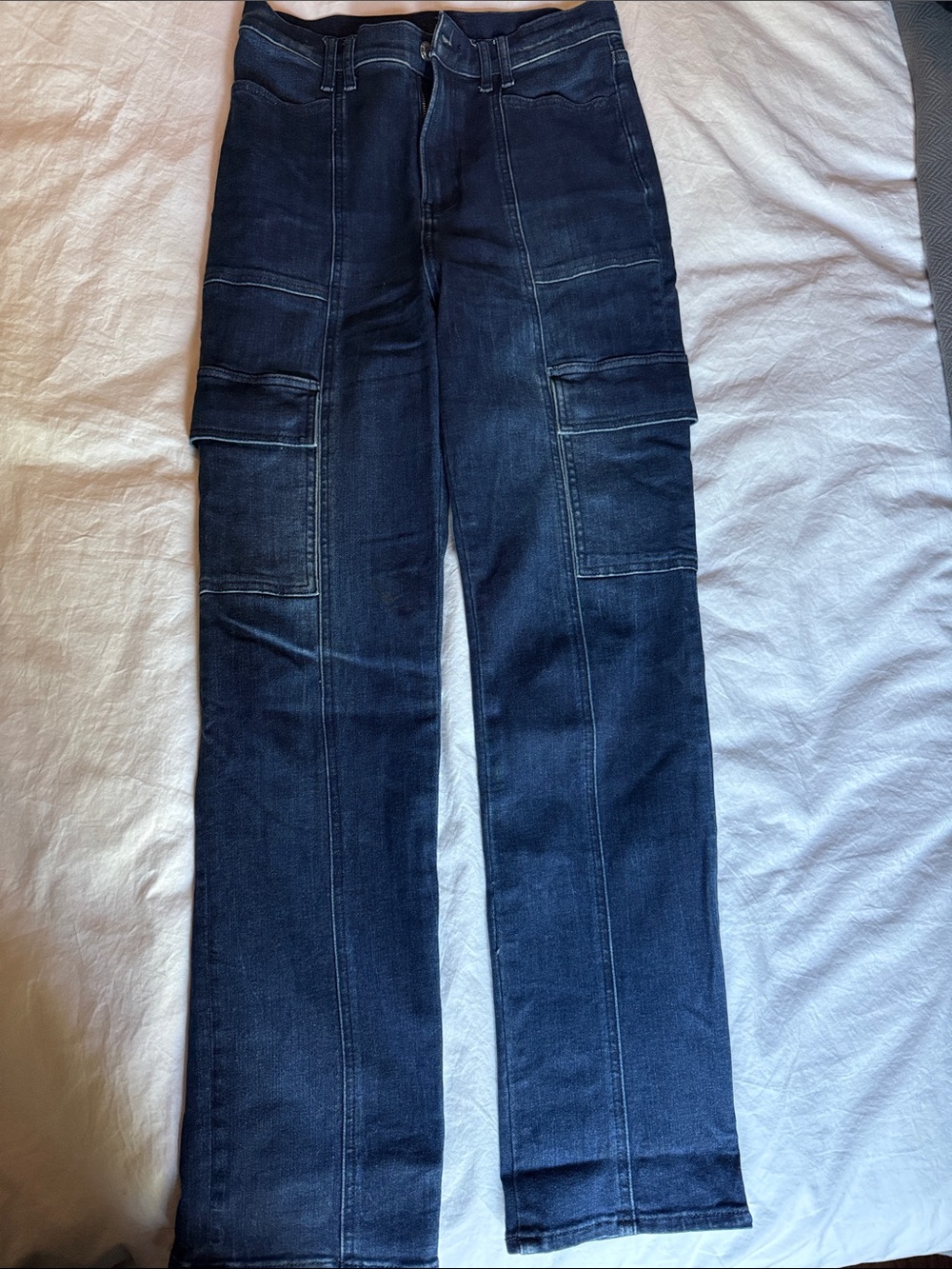 90s slim super high rise Dark Blue women’s Cargo-Style Jeans